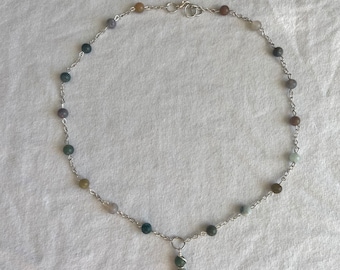 crystal bead wire wrapped chain beaded necklace | hippie necklace