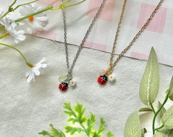 ketting met geluksbeestje | lieveheersbeestje ketting