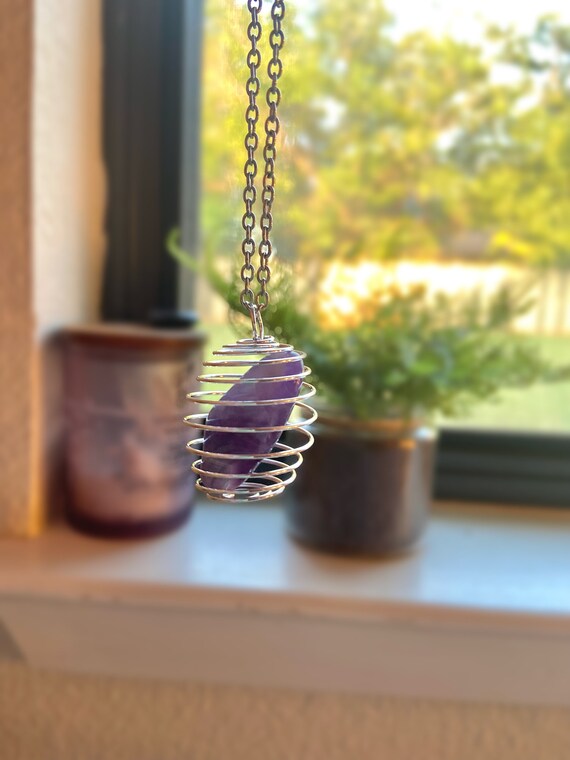 Crystal Cage Necklace W/ Rose Quartz Etsy