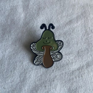 lostbugbead mushroom fairy enamel pin