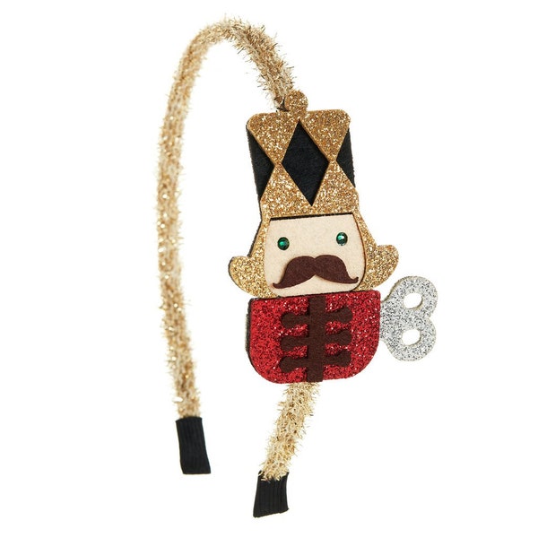 GLITTERY NUTCRACKER HEADBAND, Christmas baby headband, Christmas baby headband,  Christmas Hairband with Sparkle Glitter