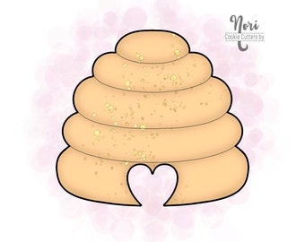 Beehive with Heart Cookie Cutter with Greenery- Cookie Cutters By Nori - CN1053