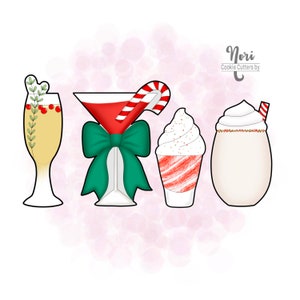 Christmas Cocktails Set of 4 Cookie Cutters - Cookie Cutters By Nori