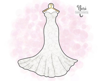 Wedding Dress on Hanger Cookie Cutter - Cookie Cutters By Nori - CN0061