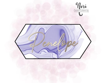 Penelope Elongated Long Hexagon Plaque Cookie Cutter - Cookie Cutters By Nori - CN0026