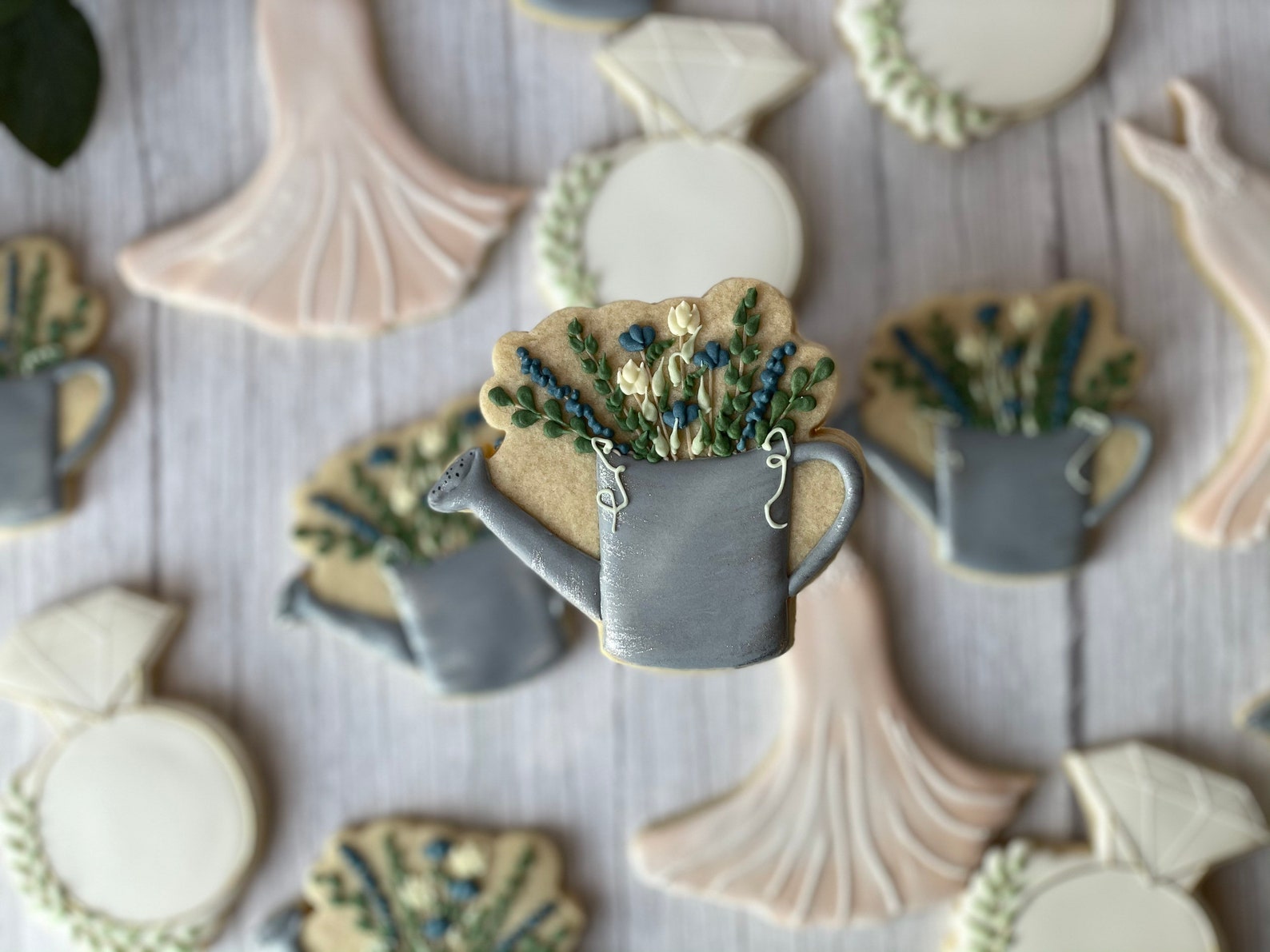 Floral Gardening Watering Can With Greenery Cookie Cutter Etsy