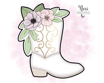 Floral Cowboy Boot Cookie Cutter - Cookie Cutters By Nori - CN1112