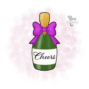 Champagne Bottle with Bow Cookie Cutter - Cookie Cutters By Nori - CN0032
