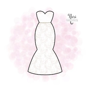 Wedding Gown Trumpet Style Dress Cookie Cutter - Cookie Cutters By Nori - CN1020