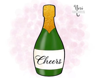 Champagne Bottle Celebration Cookie Cutter - Cookie Cutters By Nori - CN0027