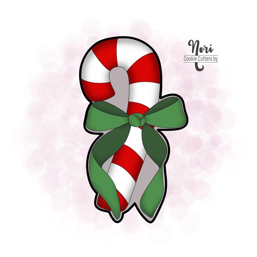 Candy Cane With Bow 2 Cookie Cutter - Cookie Cutters by Nori - CN1654 ...