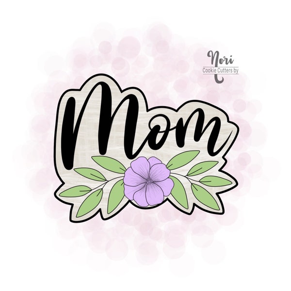 Lettered Mom Mother’s Day Cookie Cutter with optional Stencil - Cookie Cutters By Nori - CN0548