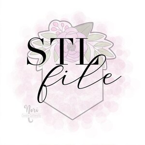 STL file - CN0588 - Floral Banner Plaque - 4 inch