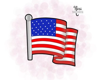 American Flag July 4th Cookie Cutter - Cookie Cutters By Nori - CN1824