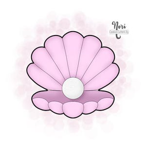 May include: A pink seashell cookie cutter with a white pearl inside. Nori Cookie Cutters by C.