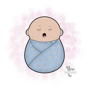 Swaddled Baby Boy Cookie Cutter - Cookie Cutters By Nori - CN0093