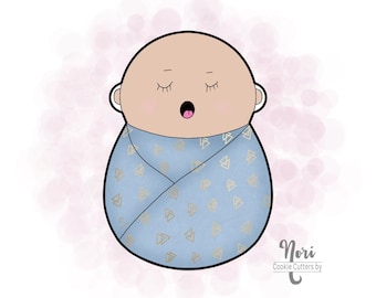 Swaddled Baby Boy Cookie Cutter - Cookie Cutters By Nori - CN0093