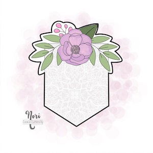 Floral Banner Plaque Cookie Cutter - Cookie Cutters By Nori - CN0588