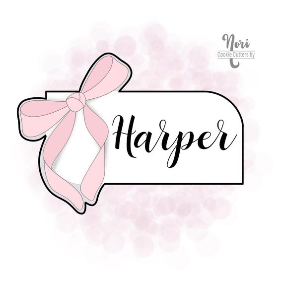 Harper with Bow Plaque Cookie Cutter - Cookie Cutters By Nori - CN1625