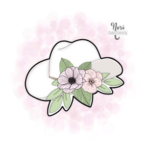 Floral Cowboy hat Cookie Cutter - Cookie Cutters By Nori - CN1113