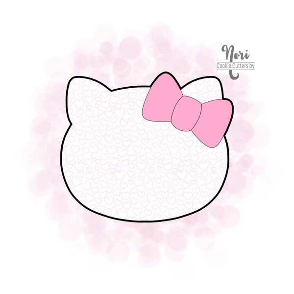 Kitty Cat Head with Bow Cookie Cutter - Cookie Cutters By Nori - CN0800