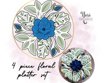 Floral Platter Set cookie cutters, set of 4 cutters - Cookie Cutters By Nori
