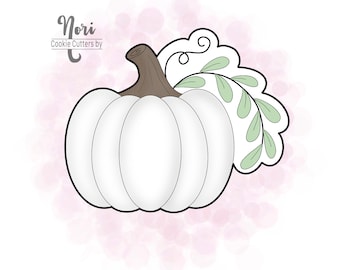 Pumpkin 1 Cookie Cutter with Greenery- Cookie Cutters By Nori - CN0039