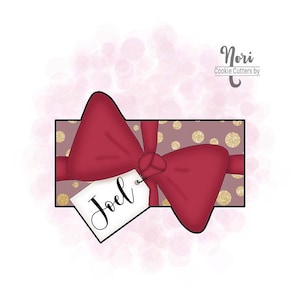 Gift with Bow 3 and Tag Rectangle Plaque Cookie Cutter - Cookie Cutters By Nori - CN1279