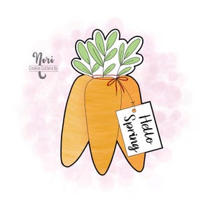 Carrots with Tag Cookie Cutter - Cookie Cutters By Nori - CN1014