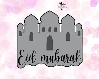 Taller Eid mubarak Lettered Mosque Cookie Cutter - Cookie Cutters By Nori - CN0469