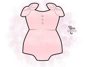 Baby Romper with bow Onesie Cookie Cutter - Cookie Cutters By Nori - CN0679