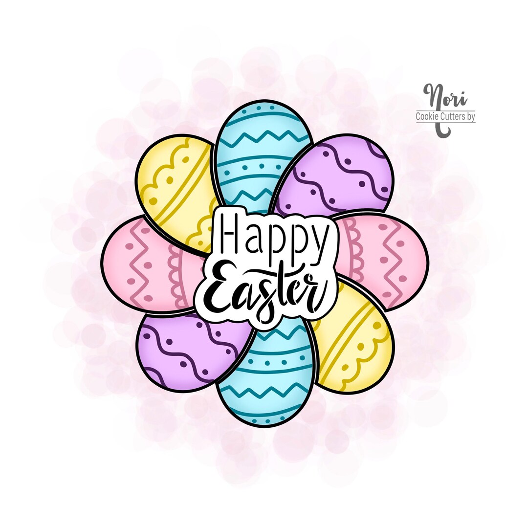 Happy Easter Egg Cookie Cutter Platter Set With Optional Stencil Cookie