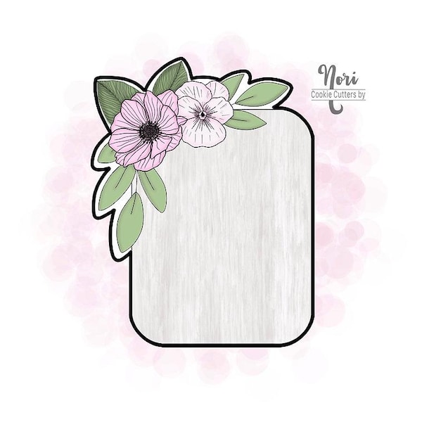 Floral Nia 1 Plaque Cookie Cutter - Cookie Cutters By Nori - CN1084