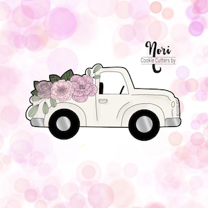 Floral Pickup Truck Cookie Cutter - Cookie Cutters By Nori - CN0187