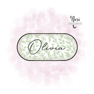 Olivia Elongated Oval Plaque - Elongated Plaque Cookie Cutter - Cookie Cutters By Nori - CN0072