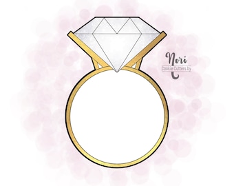 Diamond Ring Engagement Cookie Cutter - Cookie Cutters By Nori - CN0302