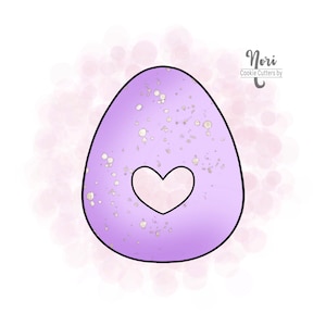 Easter Egg with Heart Cutout Cookie Cutter - Cookie Cutters By Nori - CN1358