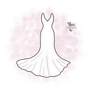 V Neck Mermaid Wedding Dress Cookie Cutter - Cookie Cutters By Nori - CN0052