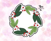 Floral Mistletoe Wreath Christmas Cookie Cutter - Cookie Cutters By Nori - CN0412