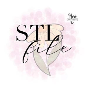 May include: A black and white cookie cutter with the text "Still" and a stylised flower design. The cookie cutter is on a pink and white background with the text "Nori Cookie Cutters by" in the top right corner.