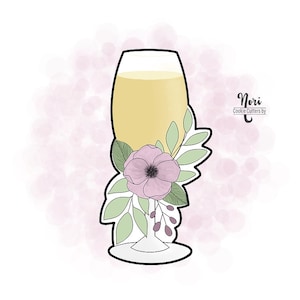 Floral Champagne Glass Cookie Cutter - Cookie Cutters By Nori - CN0589