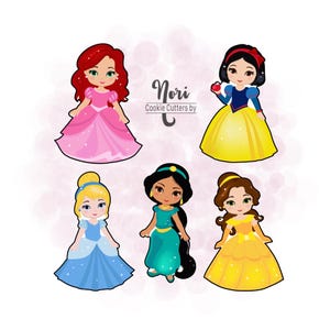 Princess cookie cutters set A of 5 cutters - Cookie Cutters By Nori