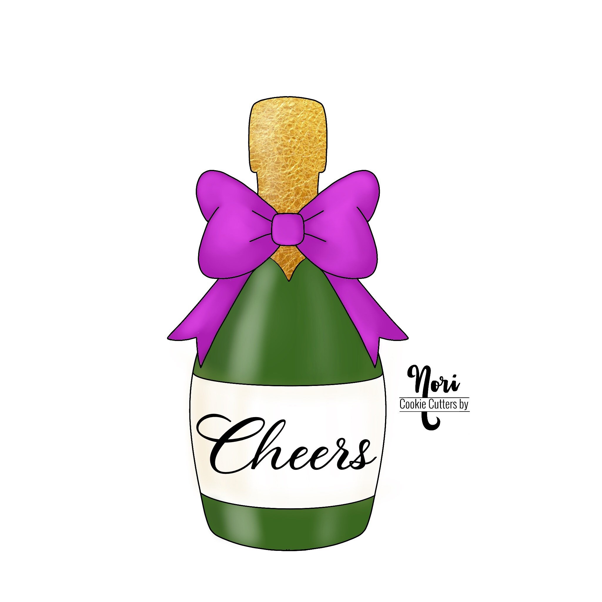 Champagne Bottle With Bow Cookie Cutter Cookie Cutters by Etsy Canada