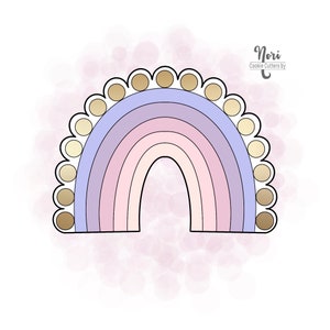 Boho Scalloped Beaded Rainbow Cookie Cutter - Cookie Cutters By Nori - CN0089