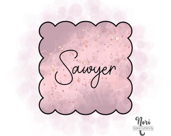 Sawyer Scalloped Square Plaque Cookie Cutter - Cookie Cutters By Nori - CN0438