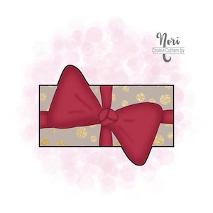 Gift with Bow 3 Rectangle Plaque Cookie Cutter - Cookie Cutters By Nori - CN1278