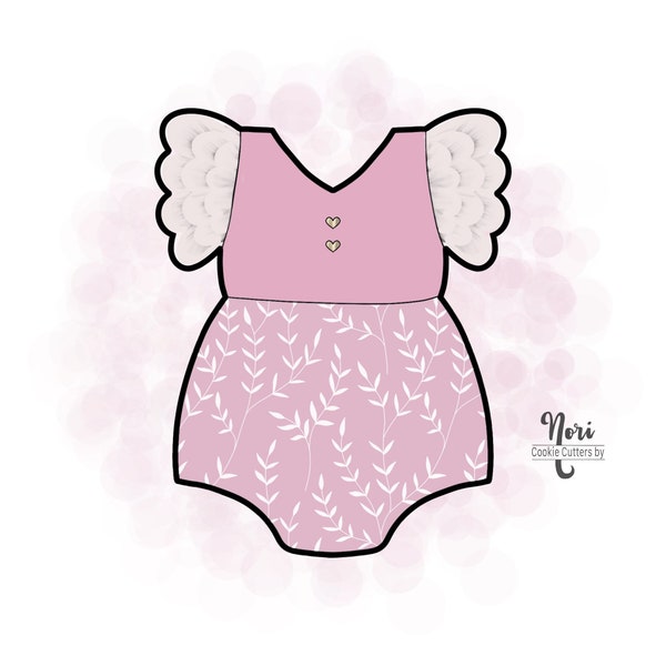 Ruffle Sleeve Baby Romper 2 Onesie Cookie Cutter - Cookie Cutters By Nori - CN0813