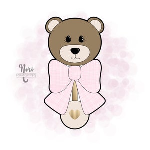 Bear Baby Rattle with Bow Cookie Cutter - Cookie Cutters By Nori - CN0499