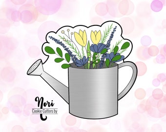 Floral Gardening Watering Can with Greenery Cookie Cutter - Cookie Cutters By Nori CN0036