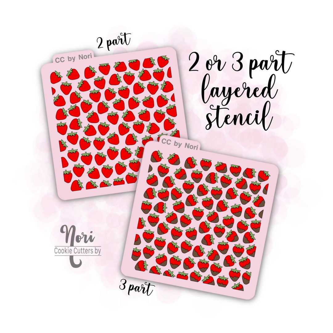 Layered Strawberry Stencil Background Pattern Stencil Cookie Cutters by